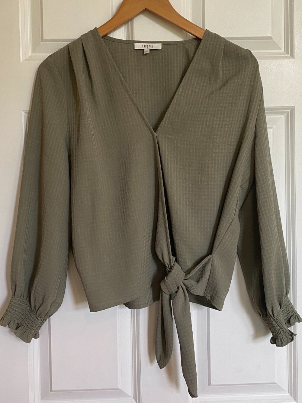 Fun2Fun Sage Green Wrap Blouse NWOT